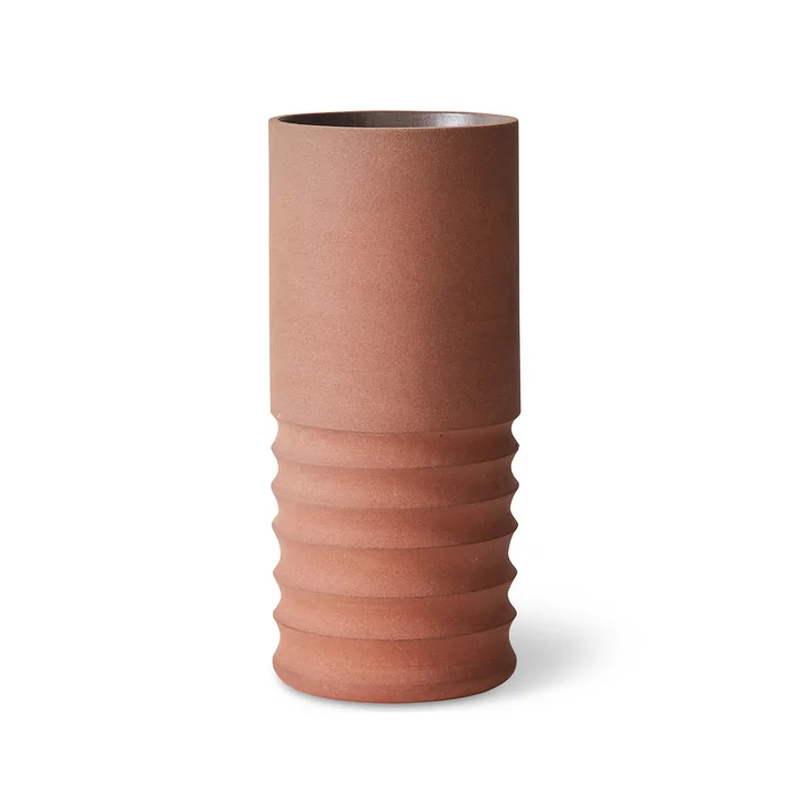 HKliving - Handcarved Terracotta vase, tube