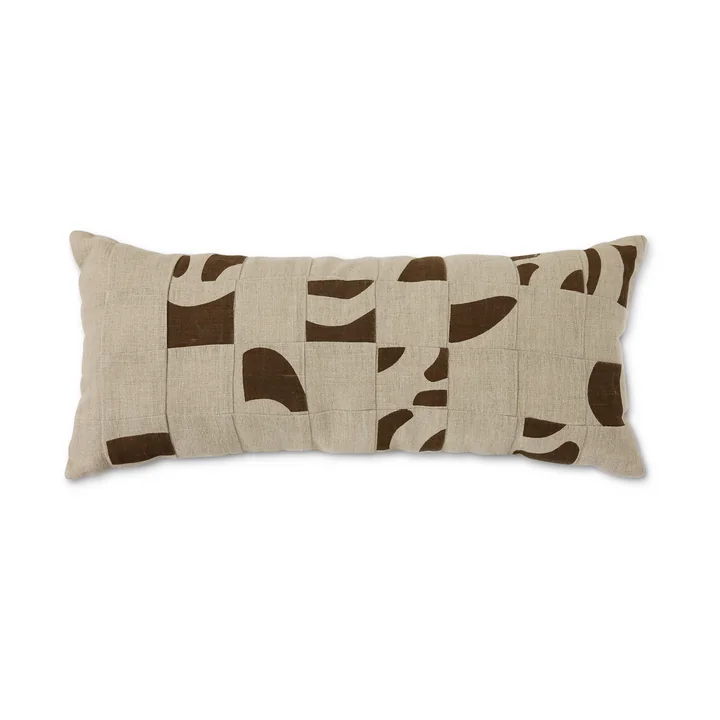 HKliving - Natural Patched Cushion, 70 x 30 cm, beige / brown