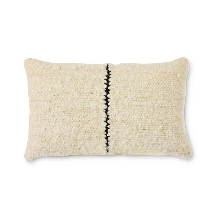 HKliving - Natural wool cushion, 50 x 30 cm, striped