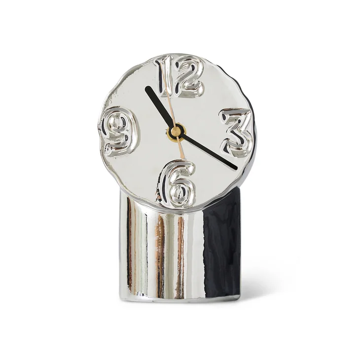HKliving - Retro ceramic table clock, chrome