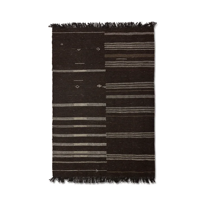 HKliving - Striped Kelim Wool rug, 150 x 240 cm, brown