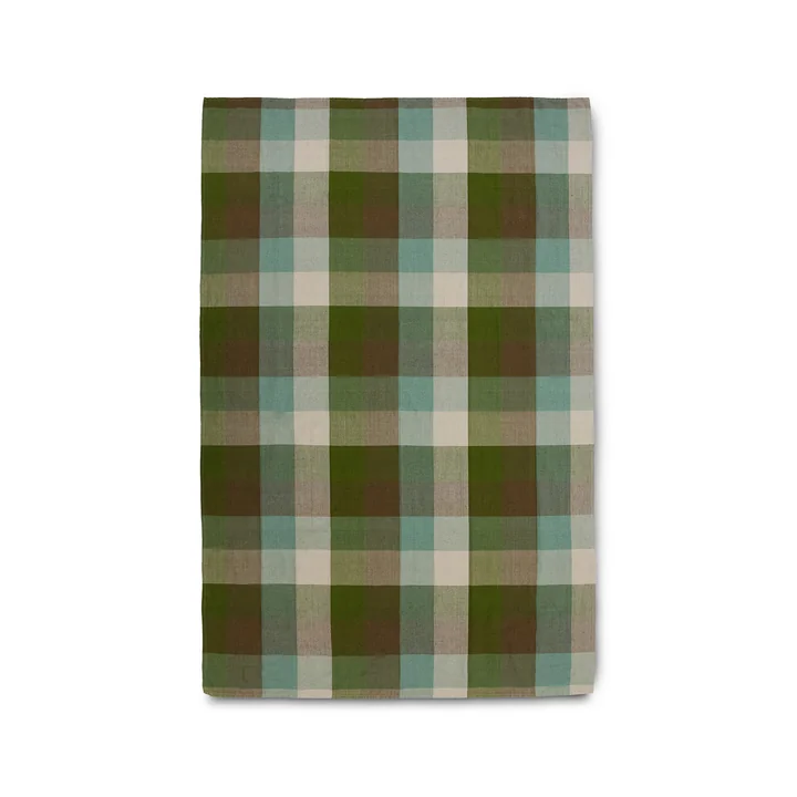 HKliving - Vida Check Tablecloth, 140 x 220 cm, mint / olive