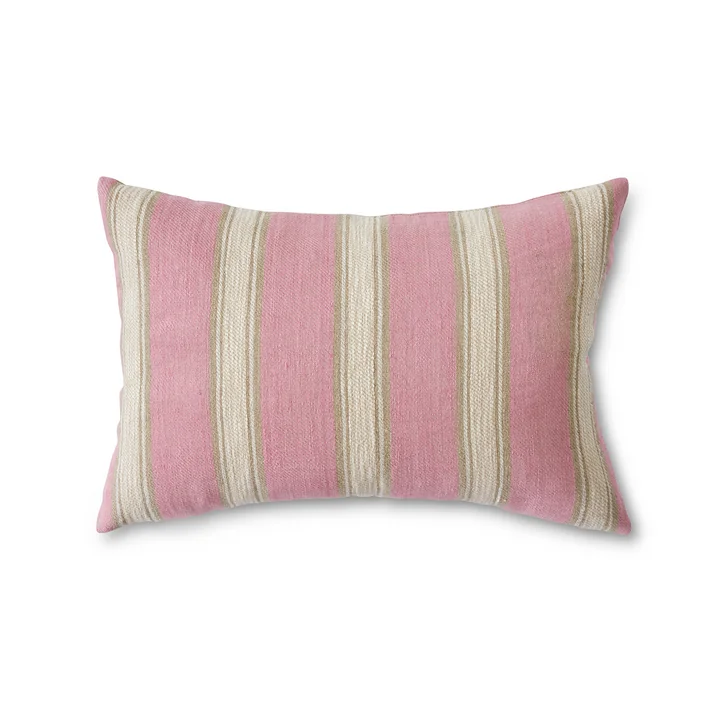 Hkliving - Woven striped linen cushion, 60 x 40 cm, blush