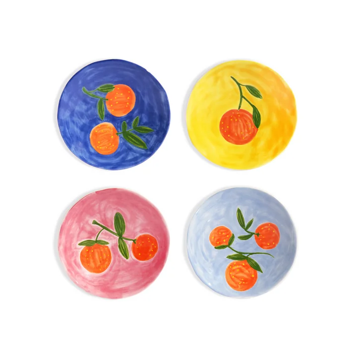 & klevering - Orange plate, Ø 16 cm, multicolored (set of 4)