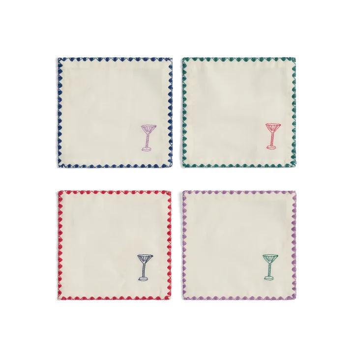 & klevering - Zigzag cocktail napkin, 12 x 12 cm, multicolored (set of 4)