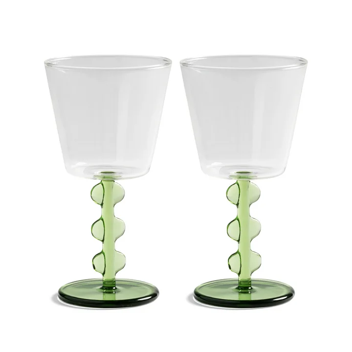 & klevering - Petal wine glass, 0.2 l, green (set of 2)