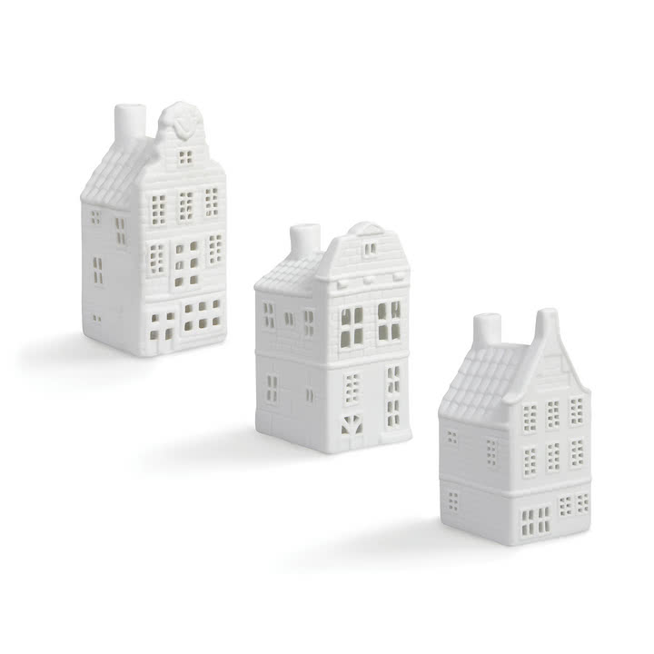 & klevering - Canal Haus tea light holder #2, white (set of 3)