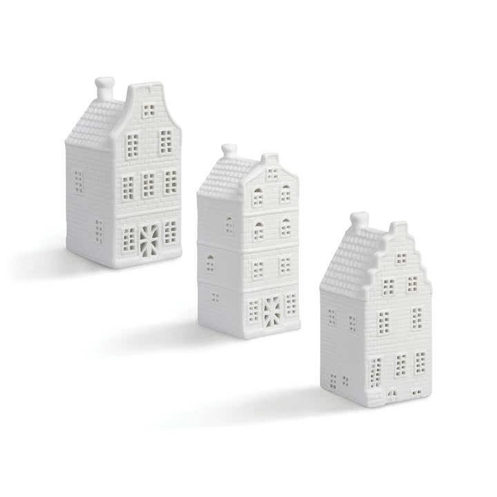& klevering - Canal Haus tea light holder #1, white (set of 3)