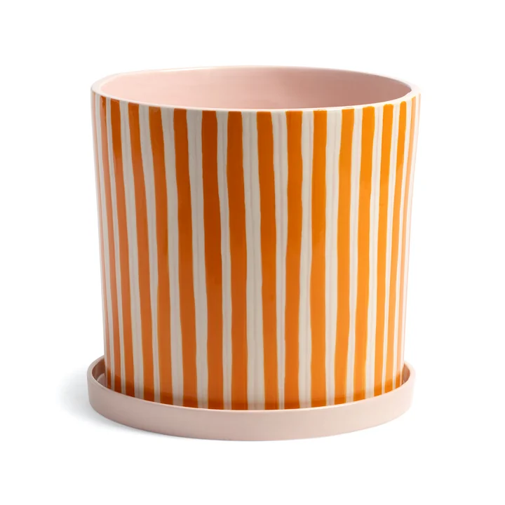 & klevering - Ray Flower pot with saucer, Ø 21.5 x 21 cm, orange / pink / white