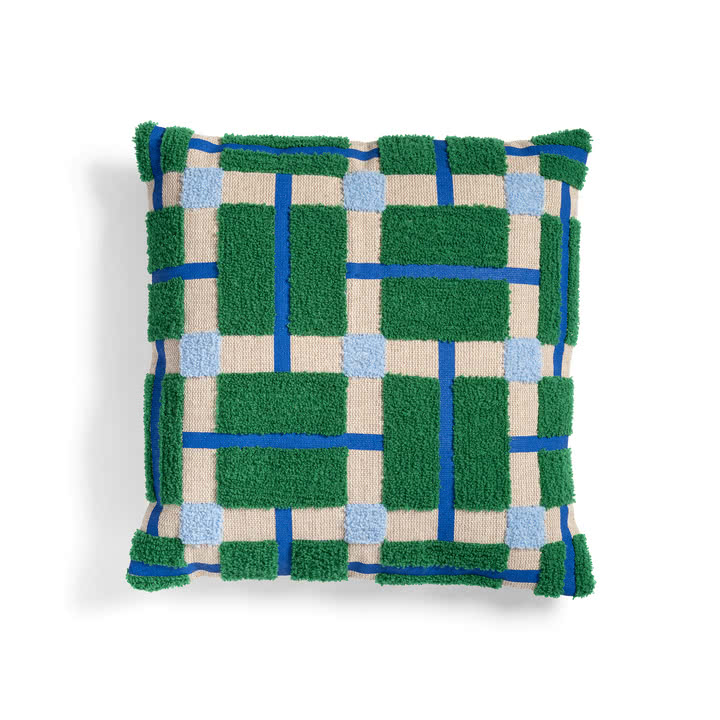 & klevering - Plano cushion 40 x 40 cm, blue / green