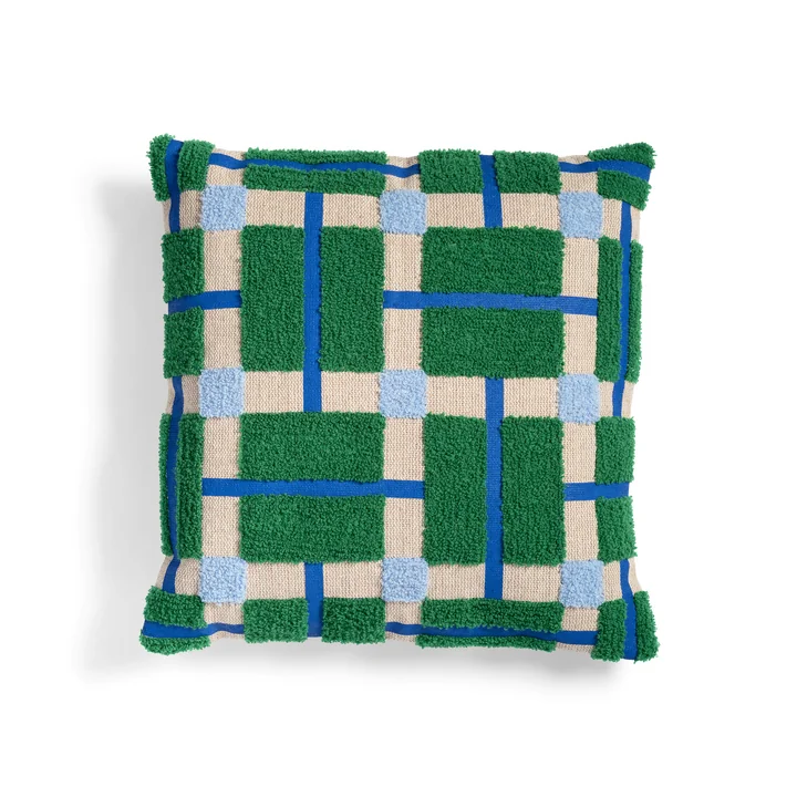& klevering - Plano cushion 40 x 40 cm, blue / green