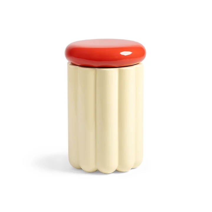 & klevering - Charlo storage tin, Ø 14.5 x 20 cm, off-white / red