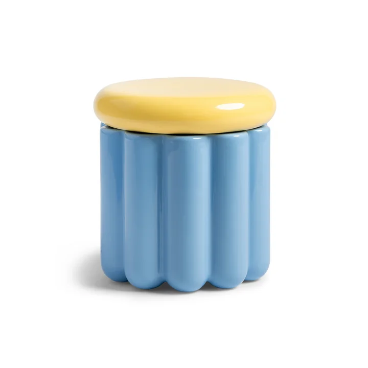 & klevering - Charlo storage tin, Ø 15 x 16 cm, blue / yellow