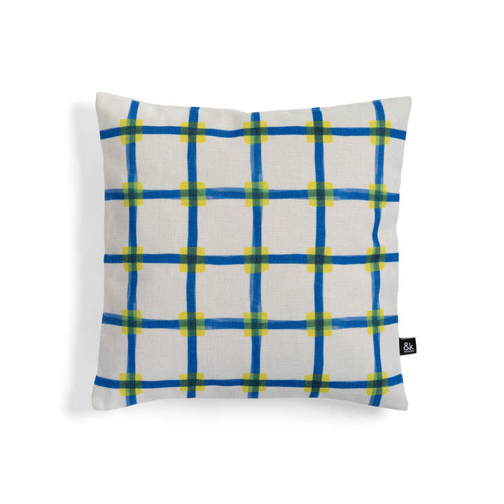 & klevering - Clash Cushion 40 x 40 cm, blue / yellow