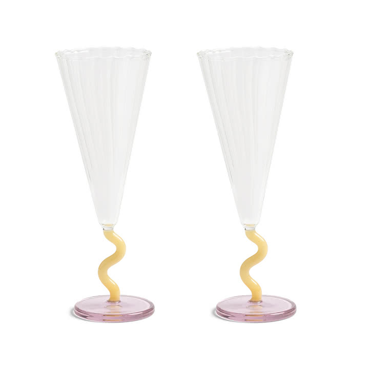 & klevering - Flute champagne glass curve, 0.18 l, caramel (set of 2)