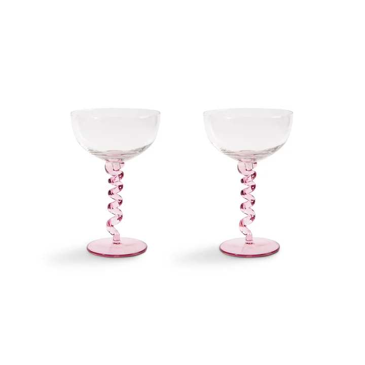 & klevering - Coupe Spiral champagne glass, 0.2 l, pink (set of 2)