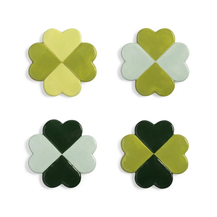 & klevering - Lucky Clover coaster, Ø 10 cm, green (set of 4)