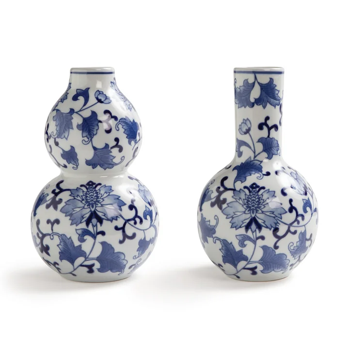 & klevering - Dutch Delight vase 20 x Ø 12 cm, blue / white (set of 2)
