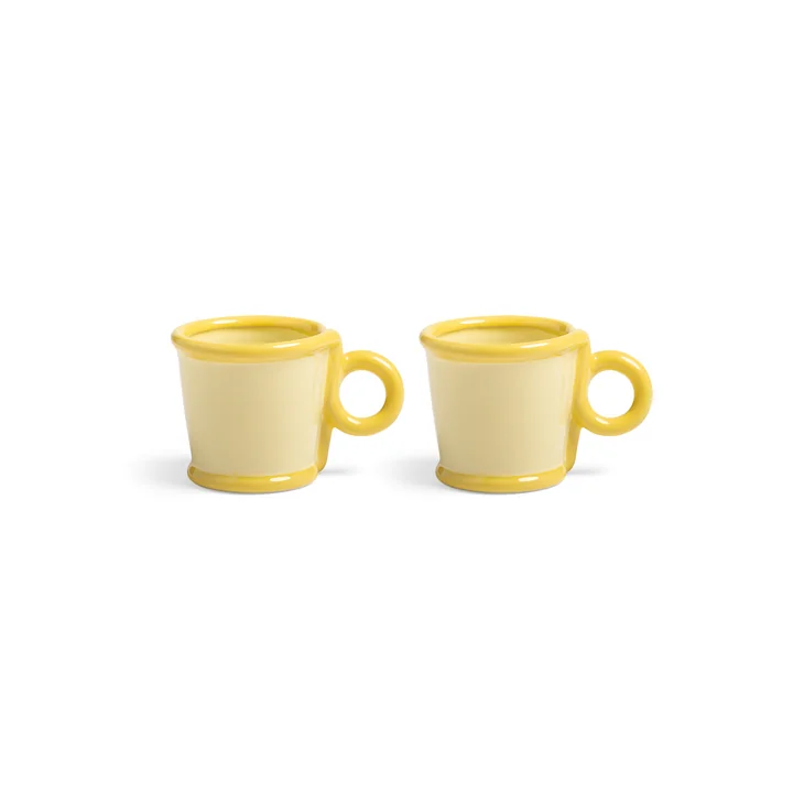 & klevering - Loop mug with handle 100 ml, yellow (set of 2)