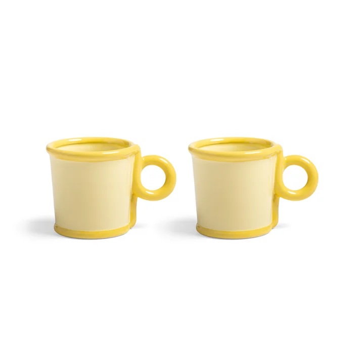 & klevering - Loop mug with handle 300 ml, yellow (set of 2)