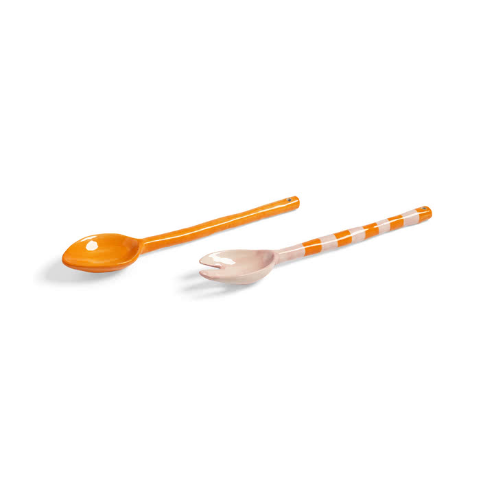 & klevering - Boavista salad servers, orange striped