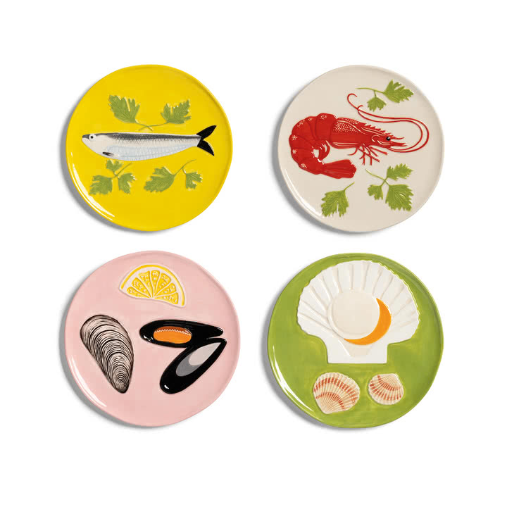 & klevering - De la mer plate Ø 16 cm, multi (set of 4)