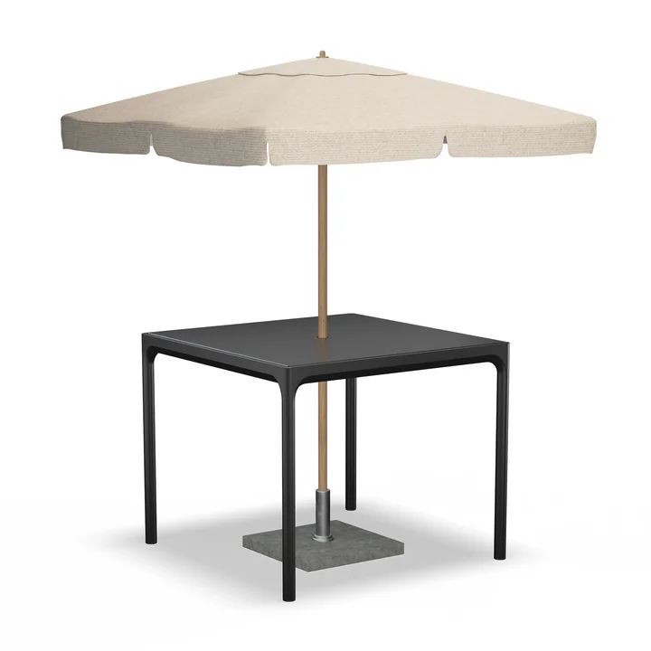 HOUE - Four Outdoor table, 90 x 90 cm, black with parasol