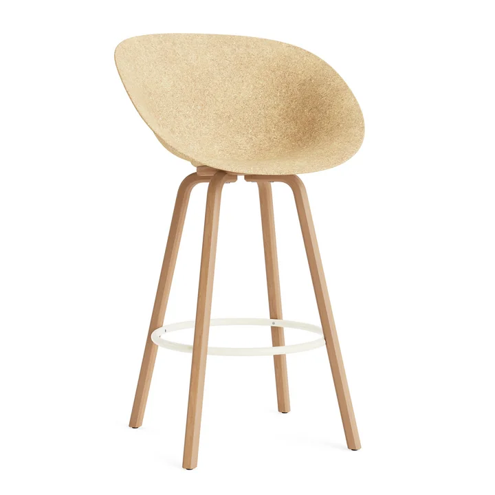 Normann Copenhagen - Mat bar stool with armrests 75 cm, hemp /cream