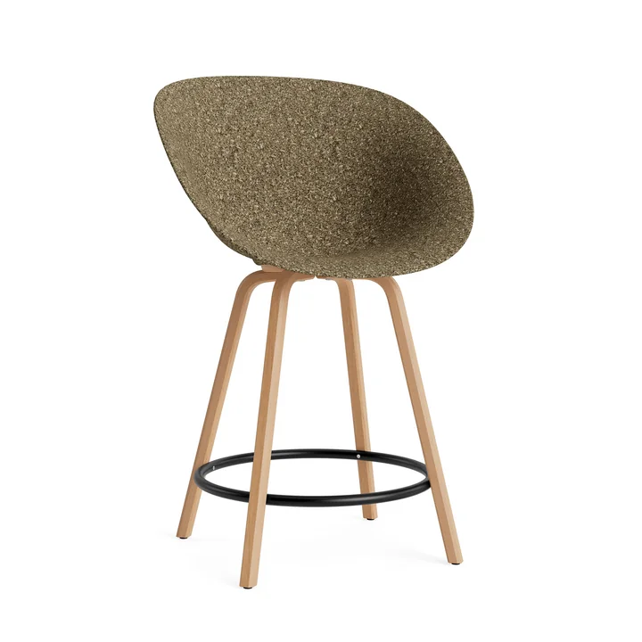 Normann Copenhagen - Mat bar stool with armrests 65 cm, seaweed / black