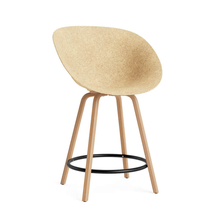 Normann Copenhagen - Mat bar stool with armrests 65 cm, hemp / black