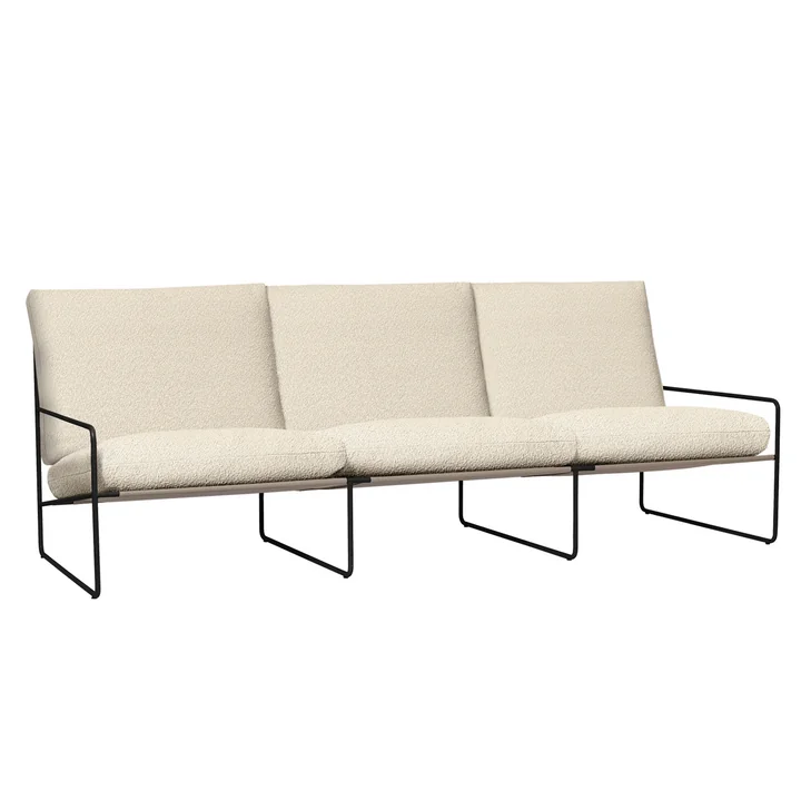 Ferm Living - Desert Outdoor 3-seater sofa, black / off-white (Pure Bouclé)