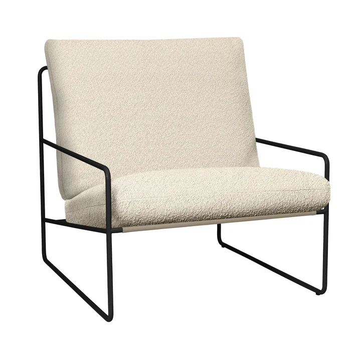 Ferm Living - Desert Outdoor armchair, black / off-white (Pure Bouclé)