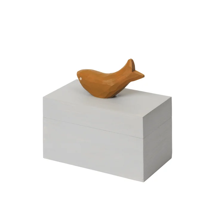 Ferm Living - Harbour Storage box fish, H 15 x 14.5 cm, mist blue / aged gold
