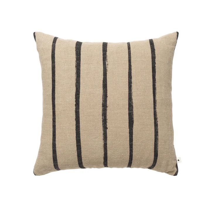 Ferm Living - Oleo Cushion, 50 x 50 cm, natural linen / black