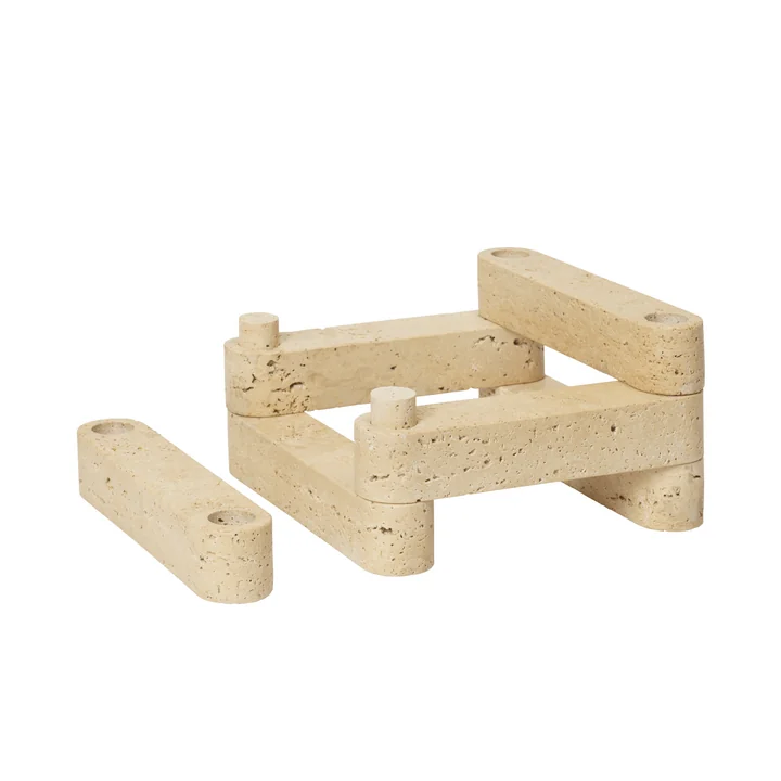 Ferm Living x Utzon - Newel Modular candle holder, travertine (set of 6)