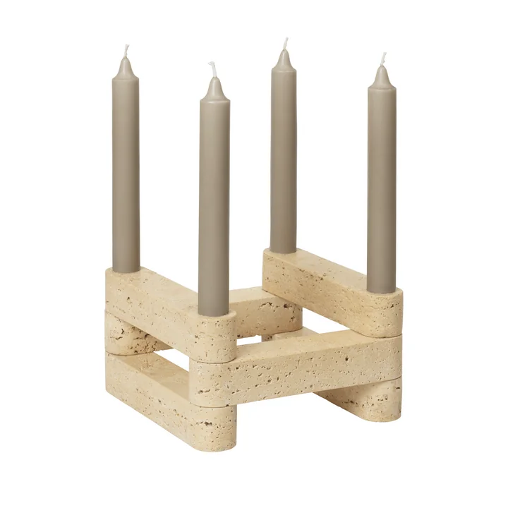 Ferm Living x Utzon - Newel Modular candle holder, travertine (set of 6)