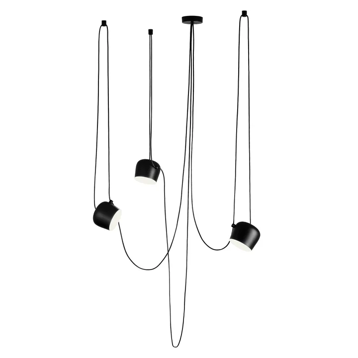 Flos - AIM Small LED -pendant light with canopy, black (3-light)