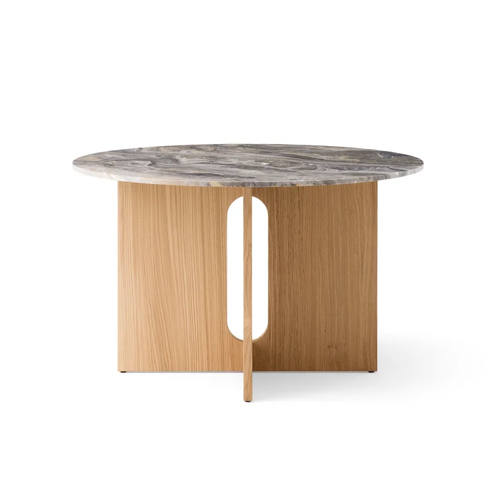 Audo - Androgyne Dining table Ø 120 cm, natural oak / Galaxy gray marble table top