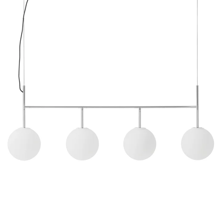 Audo - TR pendant light with suspension frame (4-light), polished steel / matt opal light source