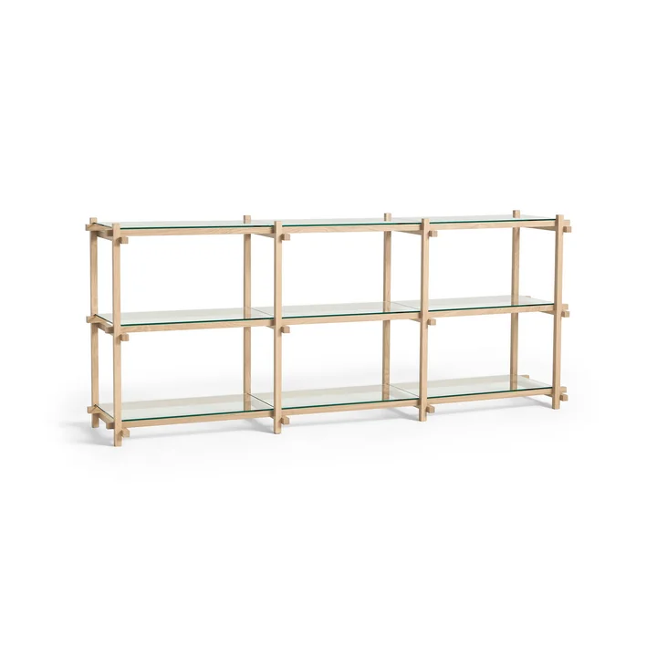 HAY - Woody Low sideboard, soaped oak / clear glass