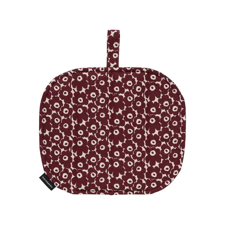 Marimekko - Pikkuinen Unikko potholder, linen / burgundy