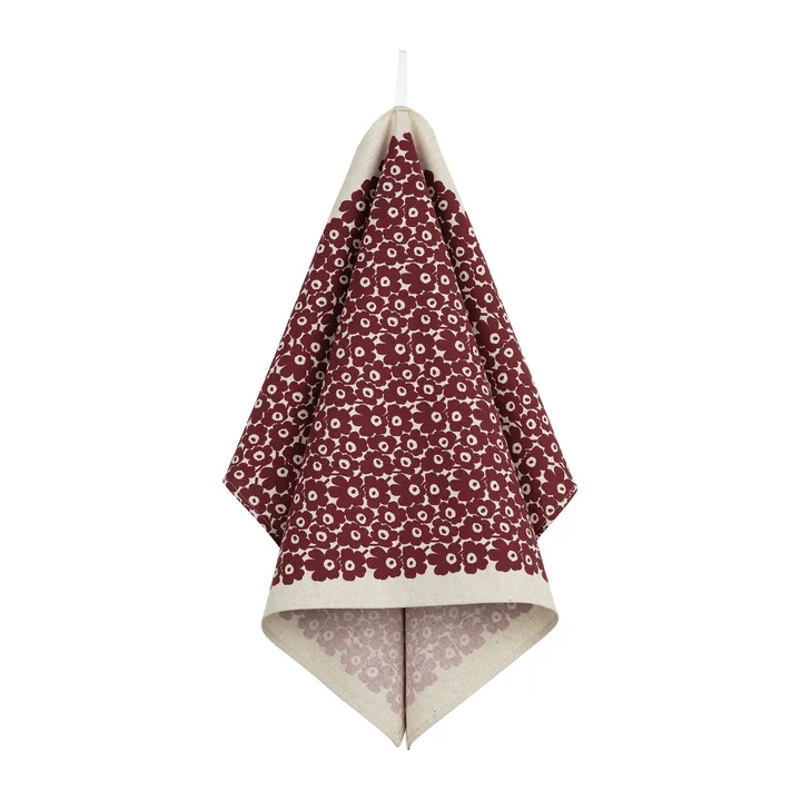 Marimekko - Pikkuinen Unikko tea towel, linen / burgundy