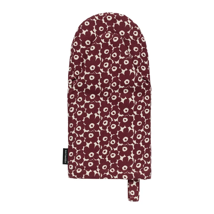 Marimekko - Pikkuinen Unikko oven glove, pink / dark red