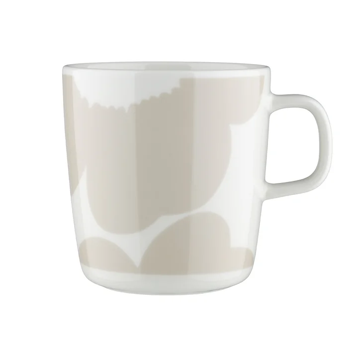 Marimekko - Oiva Iso Unikko Mug with handle 400 ml, white / straw