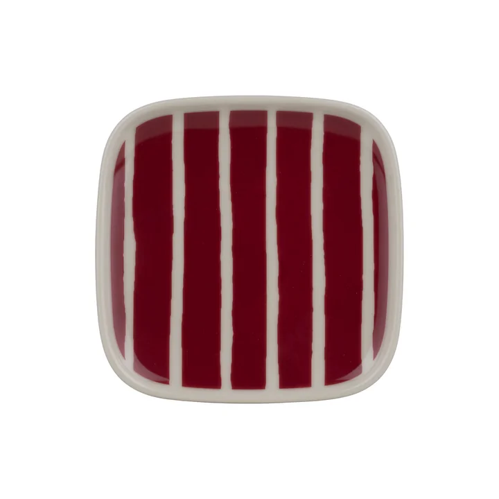 Marimekko - Piccolo Plate, 10 x 10 cm, natural / burgundy