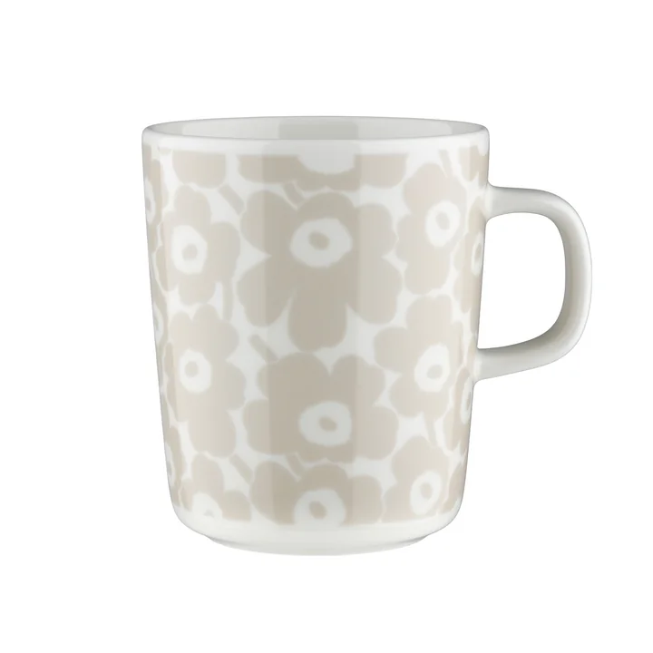 Marimekko - Oiva Pikkuinen Unikko mug with handle 250 ml, white / straw