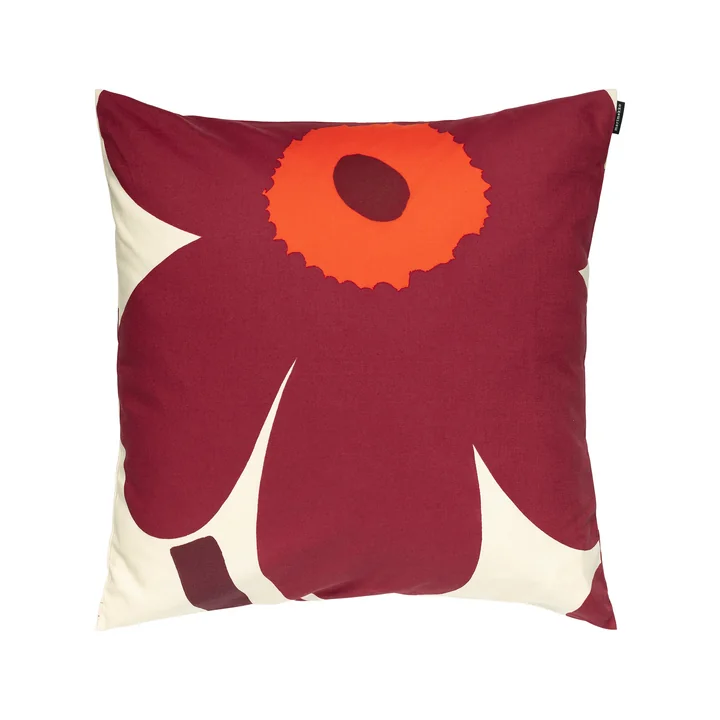 Marimekko - Unikko Cushion cover, 50 x 50 cm, vanilla / burgundy / red