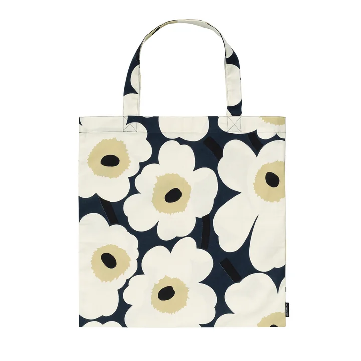 Marimekko - Pieni Unikko Shopping bag, midnight blue / cream / hay