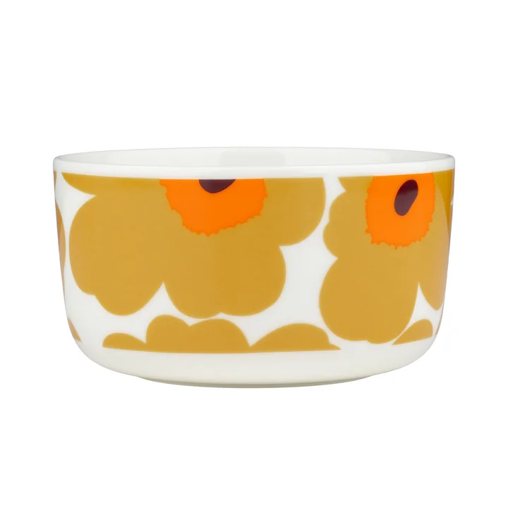 Marimekko - Oiva Unikko Bowl, 500 ml, white / caramel / warm orange