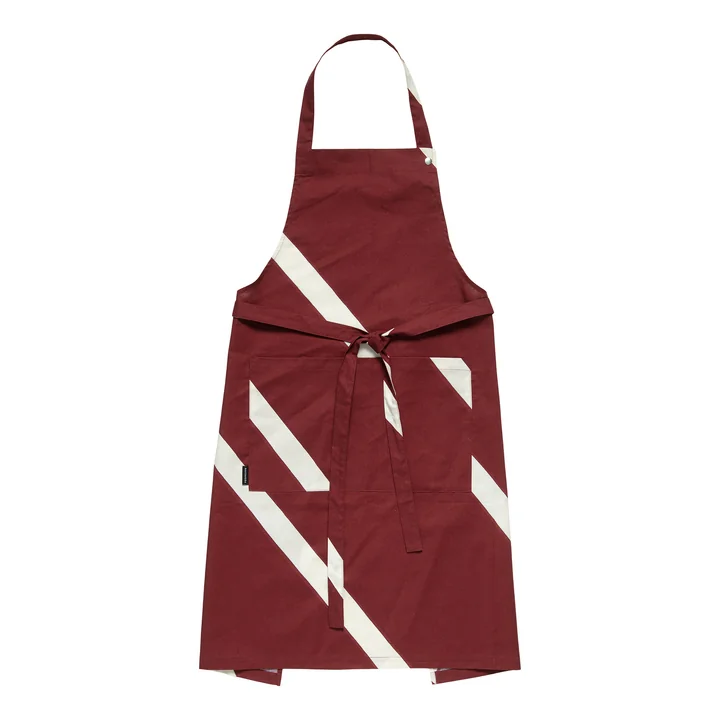 Marimekko - Basso apron, burgundy / cream